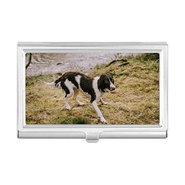 Imagem de Porta-cartões de visita com imagem de animal preta e branca para cachorro