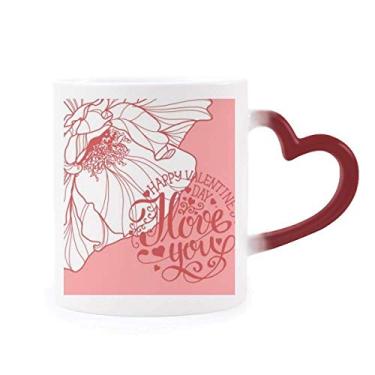 Imagem de Caneca rosa feliz dia dos namorados amor rosa sensível ao calor vermelho muda de cor