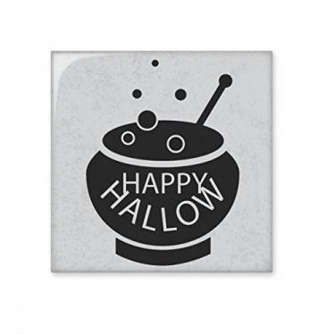 Imagem de Um pote de azulejo de cerâmica preto Halloween decalque brilhante pedra adornada tijolo vitrificado