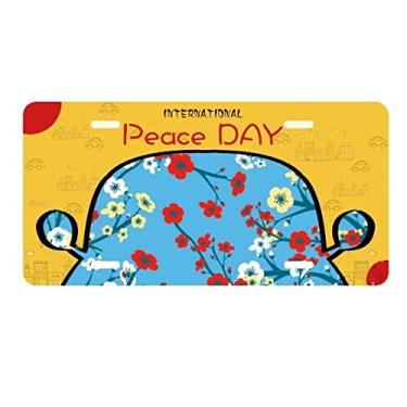Imagem de DIYthinker Placa de carro com estampa japonesa da ramo Sakura para decoração de carro Dia da Paz