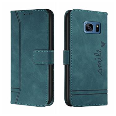 Imagem de Tampa do caso do telefone celular Compatible with Samsung Galaxy S7 Wallet Case,Shockproof TPU Protective Case,PU Leather Phone Case Magnetic Flip Folio Leather Case Card Holders (Color : Green)