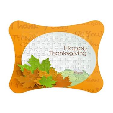 Imagem de Moldura de quebra-cabeça com estampa de desenho animado Happy Thanksgiving Day