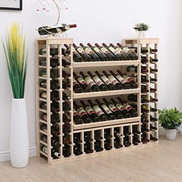 Imagem de Rack para garrafas de vinho - refrigerador de vinho de chão, armário divisório de madeira maciça, expositor de pouso, prateleira de armazenamento organizador de vinho para casa/bar/balcão,