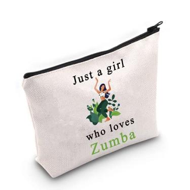 Imagem de LEVLO Zumba Bolsa de maquiagem cosmética fitness dança treino presente apenas uma garota que ama zumba maquiagem Zumba bolsa bolsa bolsa com zíper para mulheres meninas, Who Loves Zumba, Bolsa de