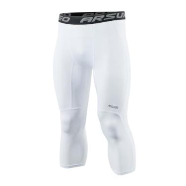 Imagem de Calça capri masculina de compressão para corrida ARSUXEO 3/4 K75, Capri, Branco, Large