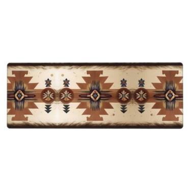 Imagem de Teclado de borracha extragrande com padrões nativos americanos, 30 x 80 cm, almofada de teclado multifuncional superespessa para proporcionar uma sensação confortável