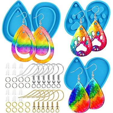Imagem de 323 peças de kits e moldes de resina conjunto completo, molde de brinco de resina, kit de fabricação de brincos, ganchos de brinco para moldes de joias de resina DIY fundição de resina com cartões de brinco