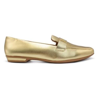 Imagem de Loafer Usaflex Feminino Couro Salto Bloco Couro Casual UC0501