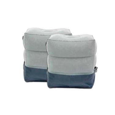 Imagem de Kit 2 Almofada Travesseiro Inflável Apoio para pés Adutlos e Crianças Avião Carro Ônibus Casa Escritório