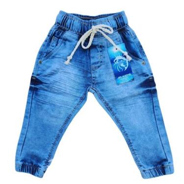 Imagem de Calça Jogger Jeans Infantil Menino Com Elastano Tam 1 A 3 Anos. - Jr K