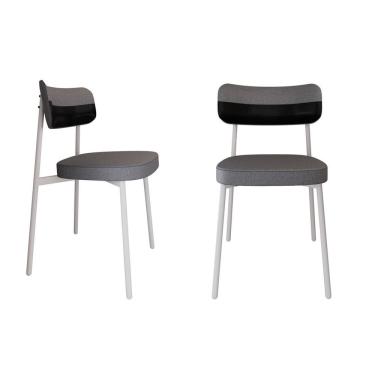 Imagem de Cadeira Alloa Fixa com 4 Pés 50 X 44,7 X 83,8 Cm com 2 Unidade Cinza/Preto/Branco Epoxi