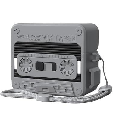 Imagem de KOREDA Capa protetora de silicone macio compatível com Samsung Galaxy Buds 3 Pro e Galaxy Buds 3 Pro, capa protetora de silicone macio com cordão para mulheres e homens (cinza preto)