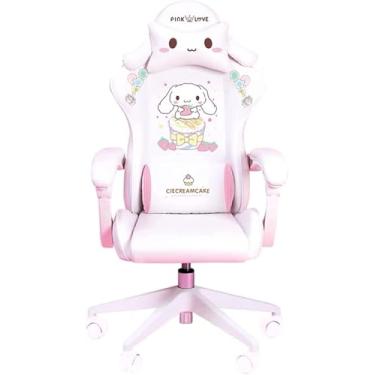 Imagem de Cadeira de jogos para adultos, cadeira de jogos, meninas, linda poltrona de couro para computador, escritório, casa, cadeira giratória de elevação ajustável