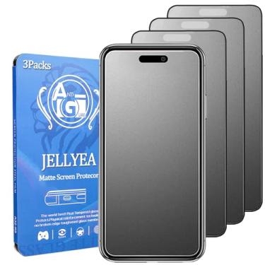 Imagem de JELLYEA Pacote com 3 películas de vidro temperado fosco para iPhone 16 Pro Max, antireflexo, anti-impressões digitais, antiarranhões, sem bolhas para Apple iPhone 16 Pro Max, 6,9 polegadas