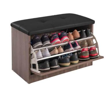 Imagem de Sapateira Puff Bau Cama Versatile Premium Luxo Até 12 Pares Marrom - E