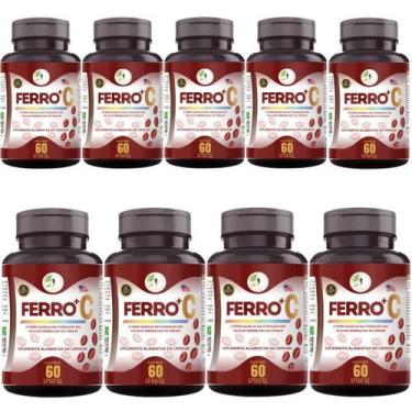 Imagem de KIT C/9 Ferro Vitamina C Quelado Premium 60 Cáps - Fits Life
