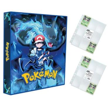 Imagem de Álbum Pasta Fichário Pokemon com 20 Folhas YES 9 Bolsos Ash Mega Chari