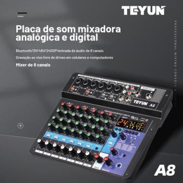 Imagem de Profissional Mesa De Som 8 Canais Mixer A8 Áudio Usb Smart Conjunto In