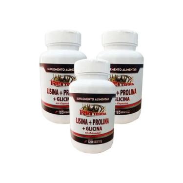 Imagem de 4x Lisina + Prolina + Glicina Aminoácidos 120 Cápsulas 500mg - Rei Ter
