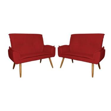 Imagem de Kit 02 Poltronas Namoradeiras Emília Suede Cores - DS Estofados, Verme