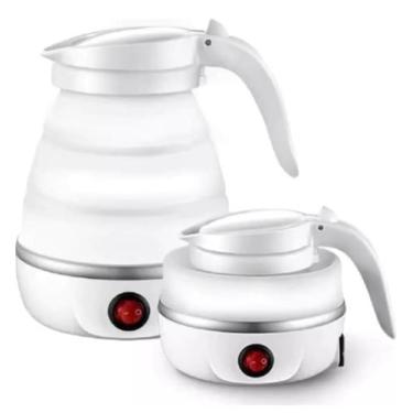 Imagem de Chaleira Elétrica De Silicone Dobrável 600ml Portátil 110v Cor Branco 
