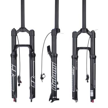 Imagem de BOLANY Garfo pneumático MTB de 27,5/73.7 cm, garfo de suspensão de bicicleta de viagem de 140 mm, garfo dianteiro de 34 mm, com ajuste de rebote de amortecimento, direção sem rosca de 28,6 mm
