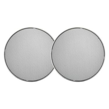 Imagem de ACROPIX Capa universal para grades de alto-falante de carro de 20,32 cm em malha redonda de 20,3 cm caixa protetora de subwoofer revestimento de ferro prateado preto - Pacote com 2
