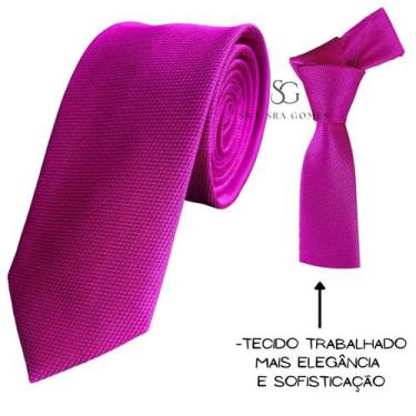 Imagem de Gravata Rosa Fúcsia para Padrinhos e Casamento Tecido Trabalhado Quadr