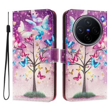 Imagem de Capa carteira para vivo X200 Pro Mini, 3 compartimentos para cartão, 1 compartimento para dinheiro, capa flip de couro PU com padrão fofo, capa com fivela magnética à prova de choque, compatível com