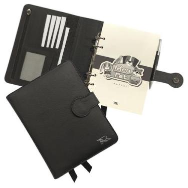 Imagem de Agenda Meu Pet Couro 167-R Personalizada Raffai Couros, Preto