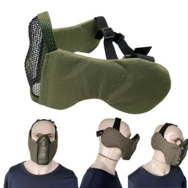 Imagem de Mascara Meia Face Confort Metal Proteçao Orelha Paintball Tatica Resis