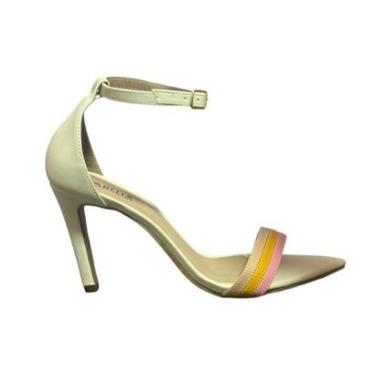 Imagem de Sandalia Gisele bico folha Off Whie rosado e amarelo-Feminino