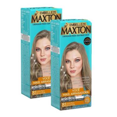Imagem de Kit 2 Tintura Creme Maxton Louro Claro Acinzentado 8.1