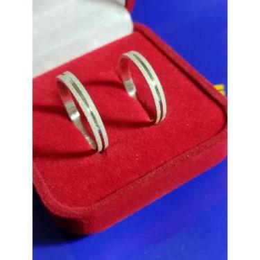 Imagem de Par alianças namoro compromisso 5 mm fosca e com trabalho - Prata 950