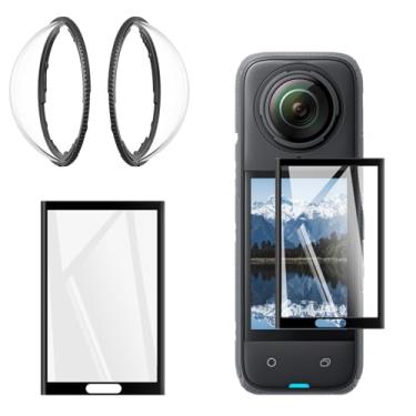 Imagem de Vasgather Protetor de tela premium X4 para câmera de ação Insta360 X4, revestimento óptico antihalação, resistente a arranhões, suporte de botão de lente de vidro temperado altamente transparente