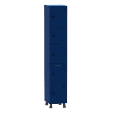 Imagem de Armário Guarda Volume Locker Roupeiro 1 Vão 5 Portas Aço GRP501/5 Azul