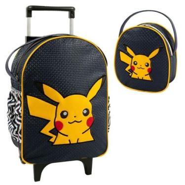 Imagem de Kit Mochila Feminino Masculino Infantil Carrinho Rodinha Com Lancheira