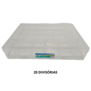 Imagem de Caixa organizadora plastica com 20 divisorias transparente g - PLASMON