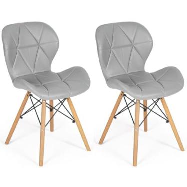 Imagem de Kit 02 Cadeiras Charles Eames Eiffel Slim Wood Estofada - Cinza
