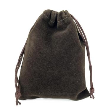 Imagem de AEAOA Sacos de presente, pacote com 5 peças de bolsas de joias de veludo com cordão de 40 x 30 cm, para doces, brinquedos, joias, guloseimas, lembrancinhas de festa de aniversário (marrom café)