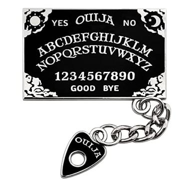 Imagem de Pinsanity Placa Ouija preta com pingente de planchette broche de lapela esmaltado, 1.75 inch, esmalte, Sem pedras preciosas