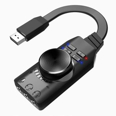 Imagem de MEIRIYFA Placa de som USB externa virtual 7.1 Surround Sound USB 2.0 Adaptador de placa de som para PC com controle de volume, USB para conector de 3,5 mm, cabo adaptador de áudio Plug and Play