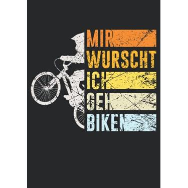Imagem de Notizbuch A4 kariert mit Softcover Design: BMX MTB Biker Spruch Mir wurscht ich geh biken Rad Fahrrad: 120 karierte DIN A4 Seiten