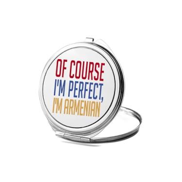 Imagem de Espelho compacto armênio, amante de presente armênio, claro que sou perfeito, sou espelho fotográfico armênio, espelho de maquiagem de viagem espelho pequeno de mão, espelho de bolso portátil, ideia