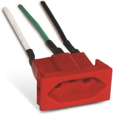 Imagem de Tomada Painel Steck Com Cabo 10A 250V Vermelha S8630