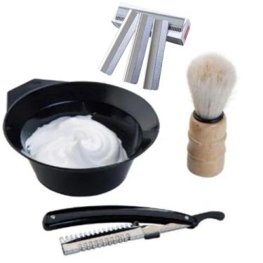 Imagem de Kit Para Barbear 3 Laminas + Navalhete Pincel e Tigela Man C03 - JW SH