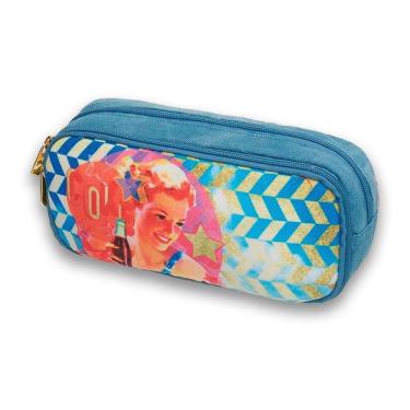 Imagem de Estojo Escolar Duplo Beauties Retro Coca Cola Jeans + Lapís