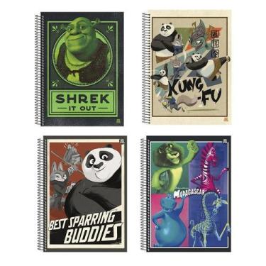 Imagem de Caderno Universitário Dreamworks 80fls Shrek Panda Madagascar - Animat