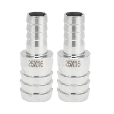 Imagem de Hihaha Acessórios de mangueira de aço inoxidável 304 63/64"x5/20.3 cm redutor de emenda para ar, água, óleo, gás, combustível, 2 peças, tom prateado