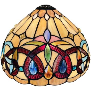 Imagem de Capulina Abajur Tiffany 12 Polegadas De Largura Acessórios Substituição Creme Marrom Estilo Vitral Abajur Para Abajur De Mesa